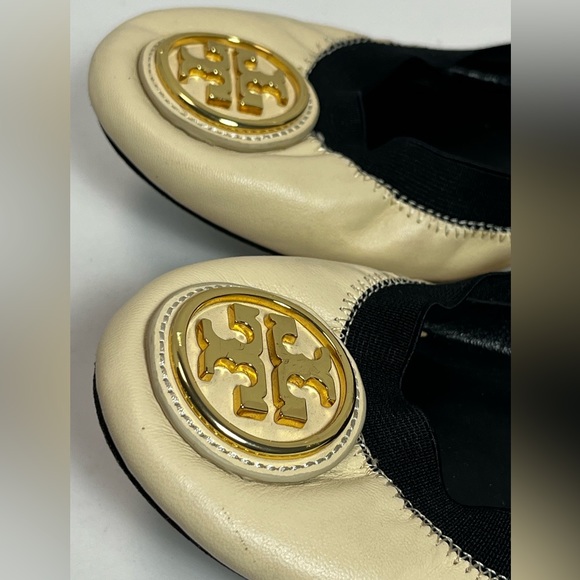 Tory Burch Caroline Flats Size 9 Cream & Black - Picture 9 of 13